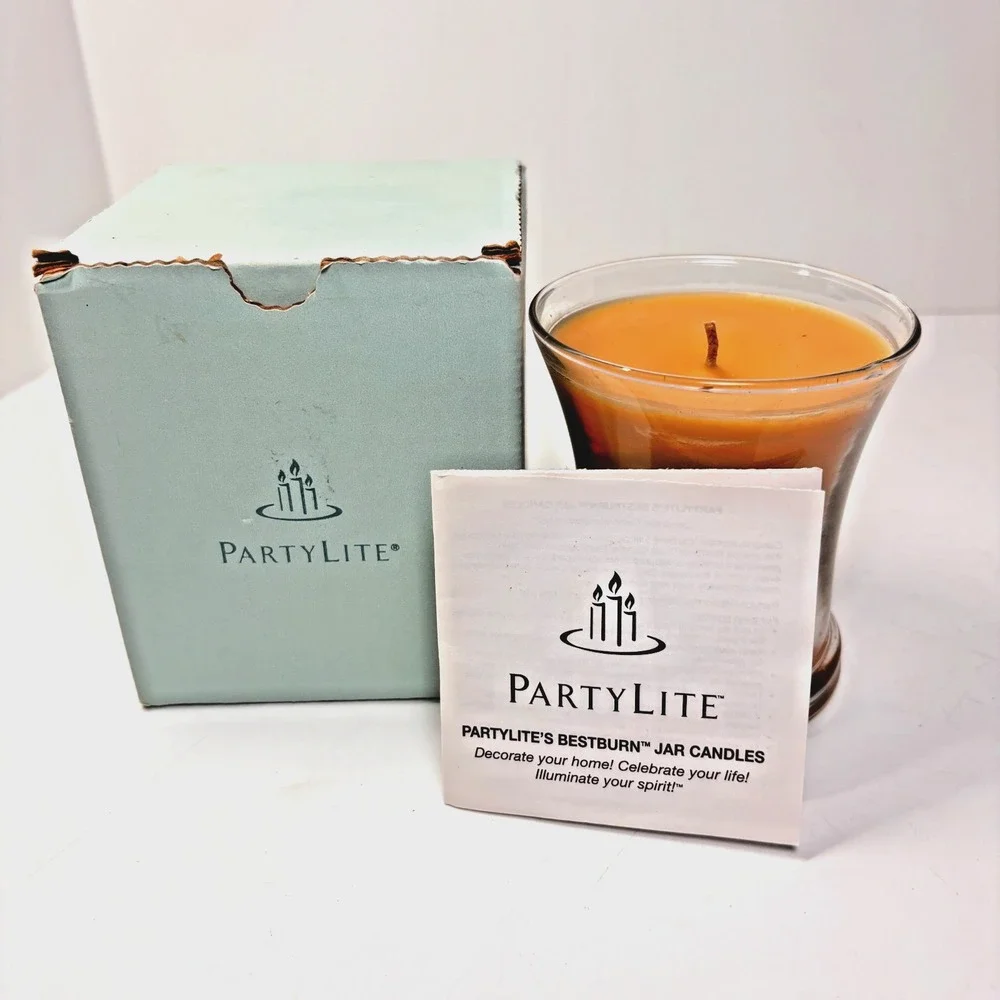PartyLite BestBurn Trumpet Jar Candle, Rice Milk & Honey, 6.7 oz, NIB G02422